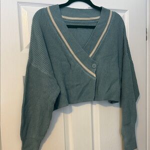 OAK + FORT Teal V-Neck Cardigan